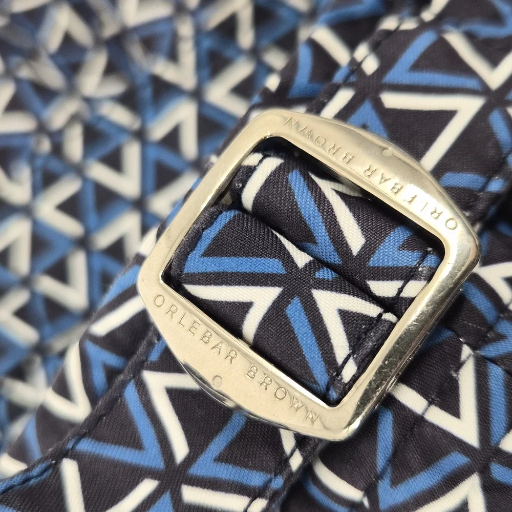 Orlebar Brown Bulldog Garda Swim Shorts Blue/White Geometric Print Tailored Fit - Picture 10 of 13